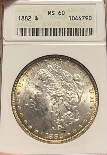 1882 Soapbox ANACS MS60 Morgan Silver Dollar