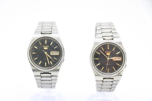 F x2 Vintage Gents Seiko 5 Automatic 7009-3130 Wristwatches For Parts Only