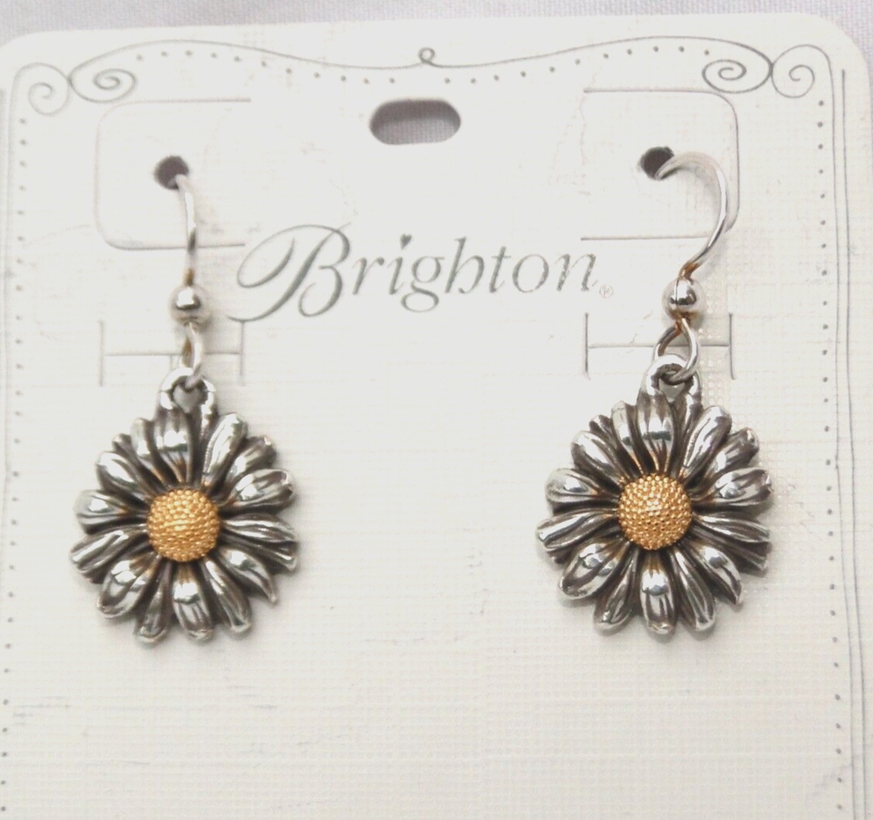 New Brighton Daisy Dee Silver & Gold Flower French Wire Earrings eBay