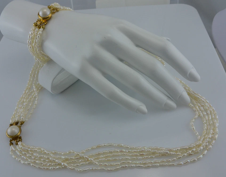 Vintage Damen Perlenkette & Perlenarmband 62cm 2,6 mm (Durchmesser) - Bild 2 von 4