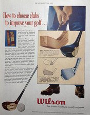 1954 Wilson Golf Clubs Equipment Improve Bloc Woods Irons Vintage Print Ad