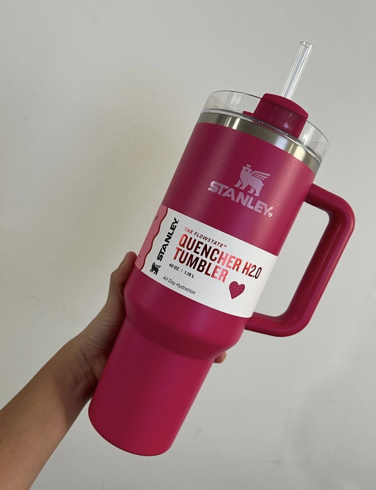 Stanley Cup 40oz Quencher H2.0 Tumbler Valentine’s Day Edition (Cosmo Pink)-image