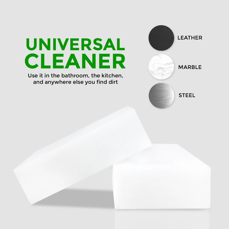100 PCS Sponge Eraser BULK PACK Melamine Cleaning Foam 3/4" Thick Kitchen Bath - Image 2 of 4