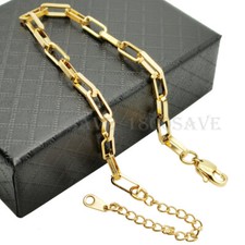 Designer Inspired 18K Yellow Gold Filled 4mm Paper Clip Chain Bracelet 7" 2"inch