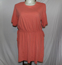 Old Navy Women's Fit & Flare Dress Orange Crew Neck Short Sleeve Cotton Size XL