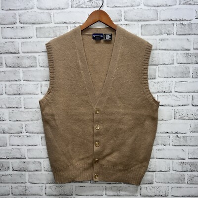 VTG Centura 100% Shetland Wool Beige Button Up Sweater Vest