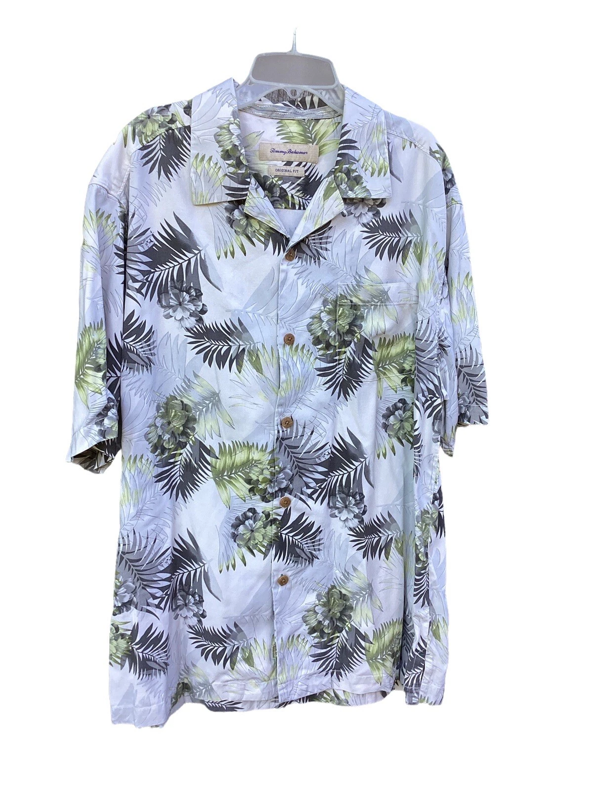 Mens Tommy Bahama Original Fit Hawaiian Floral Shirt Silk Blue Copyright Print