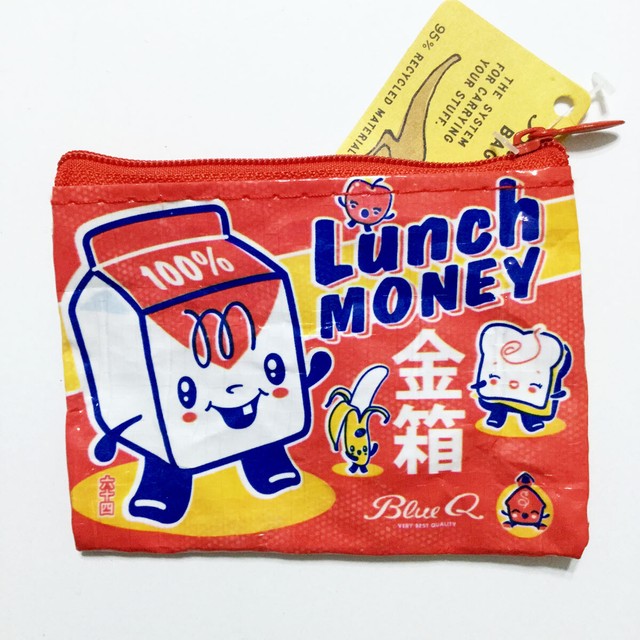 Blue Q Coin Pouch Purse Recycled Eco Friendly Retro Travel Wallet Small