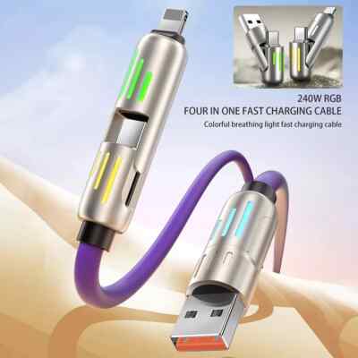 4in1 Schnellladekabel für iPhone Samsung Xiaomi Huawei Multi Ladekabel1m 240W