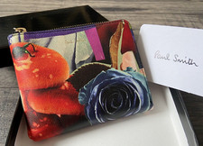 PAUL SMITH LEATHER ROSE COLLAGE CORNER ZIP CARDHOLDER WALLET MADE IN ITALY BNIB