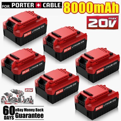 1-6 Pack 8.0AH For Porter Cable PCC685L PCC680L 20V MAX Lithium-Ion Battery