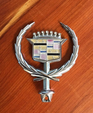Vintage Cadillac Chrome Hood Ornament Emblem Badge Round Base Vintage Cadillac Chrome Hood Ornament Emblem Badge Round Base