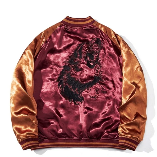 Herren Souvenir Jacke Japanisches Muster Stickerei Löwe Wende Sukajan Unisex - Bild 6 von 11