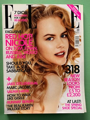 ELLE mag (UK) March-2003 NICOLE KIDMAN Jake Gyllenhaal Kirsty Hume Karen Mulder