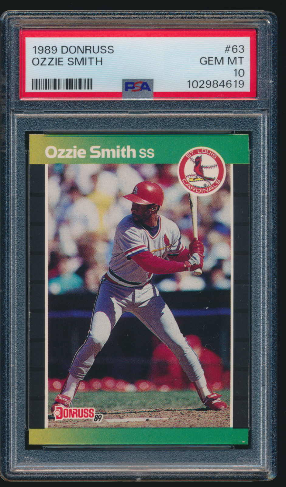 1989 Donruss Ozzie Smith #63 HOF St. Louis Cardinals PSA 10 GEM MT