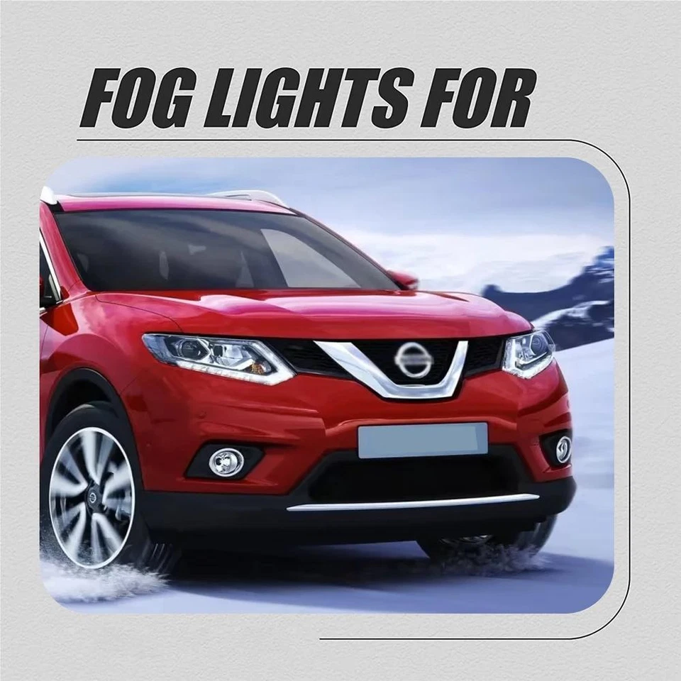 2Pcs Front Fog Lights Assembly w/ Clear Grills Bumper For Nissan X-Trail 14-16 Foto 3 de 4