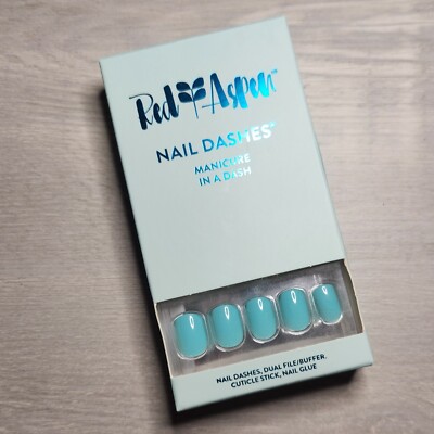 Press On Nails Silver Blue Winter Fall Holiday Christmas Event Dashes Red Aspen