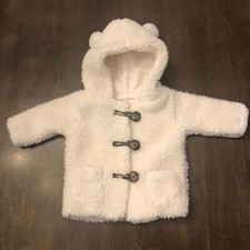 Hanna Andersson Baby Ivory Sherpa Fleece Hooded Jacket Size 60 3-6 months Cozy