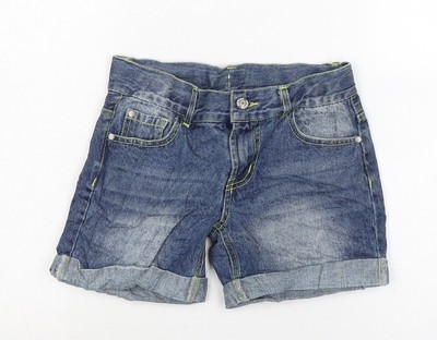 Bienzo Mädchen blau Baumwolle Boyfriend Shorts Größe 12 Jahre normaler Reißverschluss