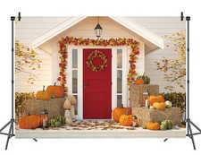 Thanksgiving Day Autumn Backdrop Rustic Maple Leaves Pumpkins Photo Background