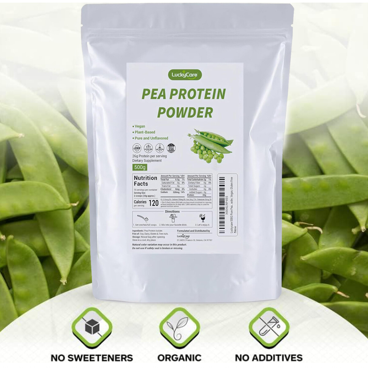 PURE 100% PEA PROTEIN POWDER PRO ISOLATE NON-GMO HIGH PROTEIN VEGAN 500 grams