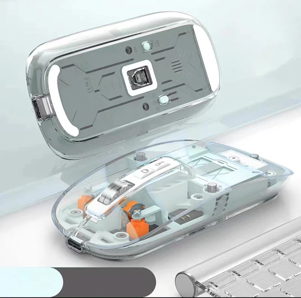 Wireless Bluetooth mouse With magnetic attraction Transparent shell Rechargeable - Image 4 of 4