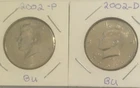 US Coins , 2002 Kennedy Half Dollar P & D BU direct from Mint Roll , 5426c