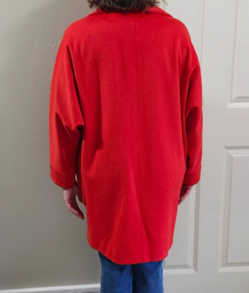 Abrigo columpio de lana rojo vintage Bill Blass Signature Neiman Marcus ~ XL (sin etiqueta de talla) Foto 3 de 4