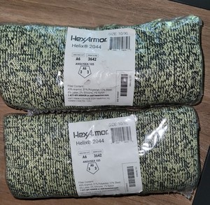 2 HexArmor 9" Arm Guard Cut-Resistant Sleeve Gray/Green Size 10/XL Arm Body 2