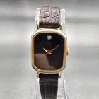 Seiko Watch Women 16mm Brown Dial Gold Tone Rectangle 1400-5309 New Battery VTG