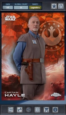 Captain Hayle Orange 25cc Legendary Star Wars Card Trader Chrome Sapphire