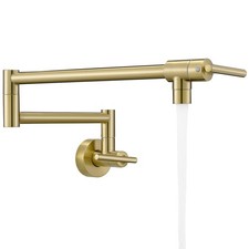 Brushed Gold Pot Filler, Pot Filler Faucet Wall Mount, Brass Folding Stretcha...