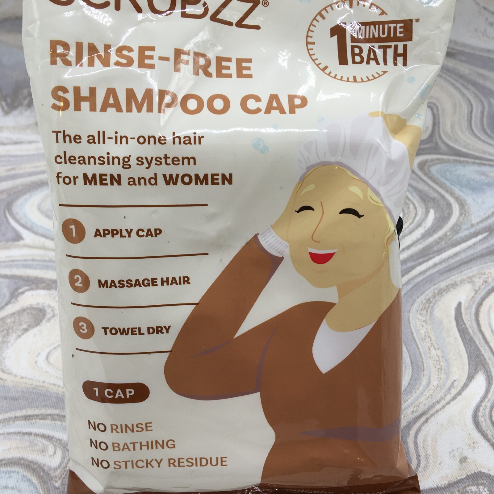 LOT of 4 Scrubzz No Rinse Shampoo Cap Coconut Vanilla. ELDER CARE, POST SURGERY