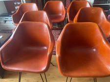 DINING CHAIRS INDUSTRIAL BUCKET TUB  LOVELY TERRACOTA BROWN COLOUR STURDY X7