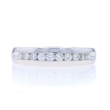 White Gold Diamond Men's Wedding Band - 14k Round .60ctw Channel Set Ring