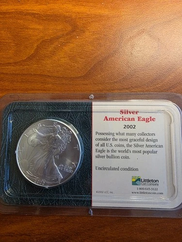 Silver American Eagle 2002 One Dollar Coin Mint Uncirculated Littleton