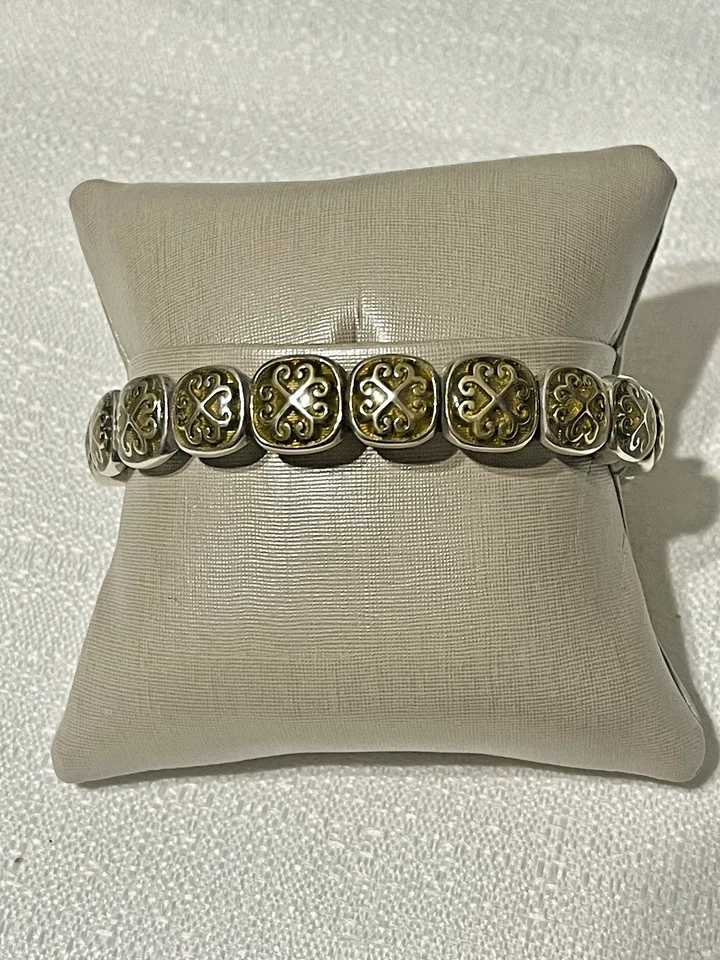 Brazalete Brazalete Brighton LA DUQUESA Plata Tono Dorado Desplazado Cuadrado Bisagras Foto 2 de 4