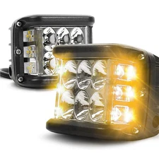 Side Shooter LED Pod Lights 4 inch Off Road LED Light Pods with Dual Yellow DRL