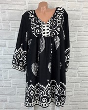 Damen Sommer Kleid Hängerchen Volant V-Neck IBIZA 42 44 46 Schwarz C515