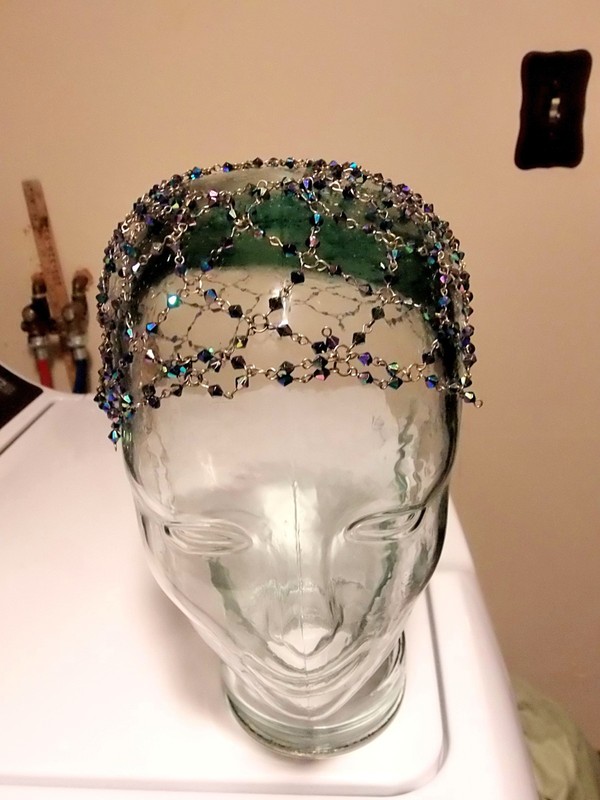 Colorful Chain Jewelry Mixed Rhinestone Headpiece Vintage Hair Net