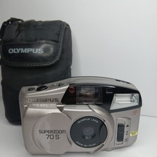 Vtg Olympus Superzoom 70 S 35mm Auto Focus Film Camera Silver Built-in Flash