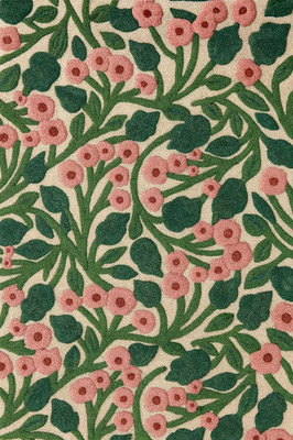 Hand-Tufted Floral Rug   Pink & Green Botanical Plush Carpet