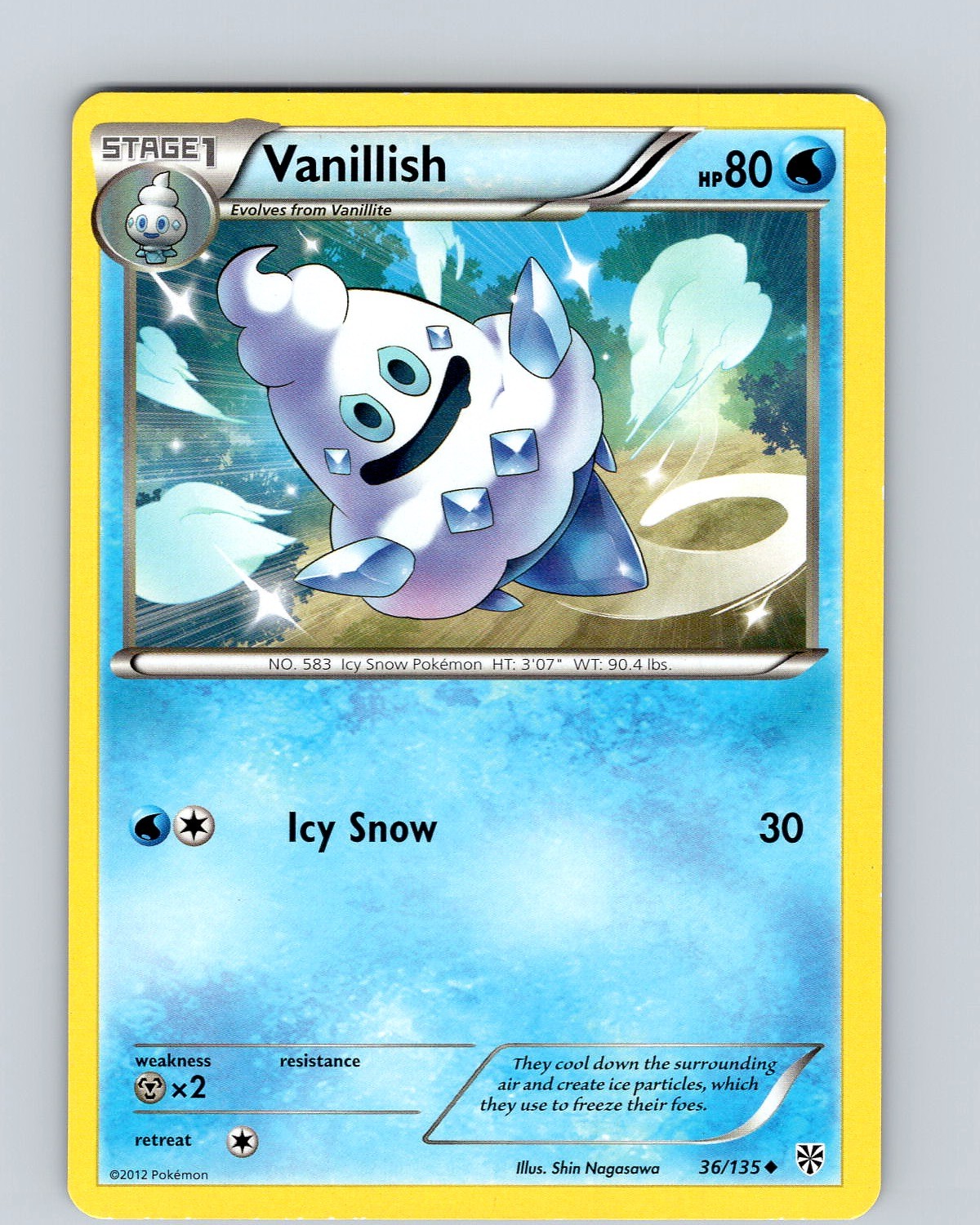 Pokemon TCG Vanillish B&W Plasma Storm 36/135 Regular Uncommon Card LP-NM