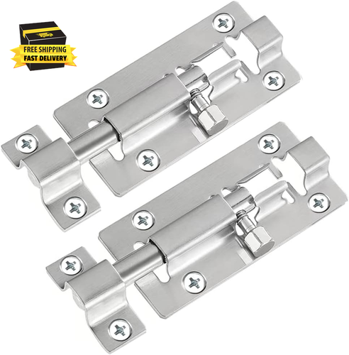 Confezione da 2 Chiusure a Botte, 3 Pollici Lucchetto a Scorrimento, Acciaio Inox Ispessito S - Foto 8 di 8