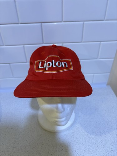 Vintage 90s Lipton Tea Logo 7 The Lipton Snapback Hat Cap Adult Red