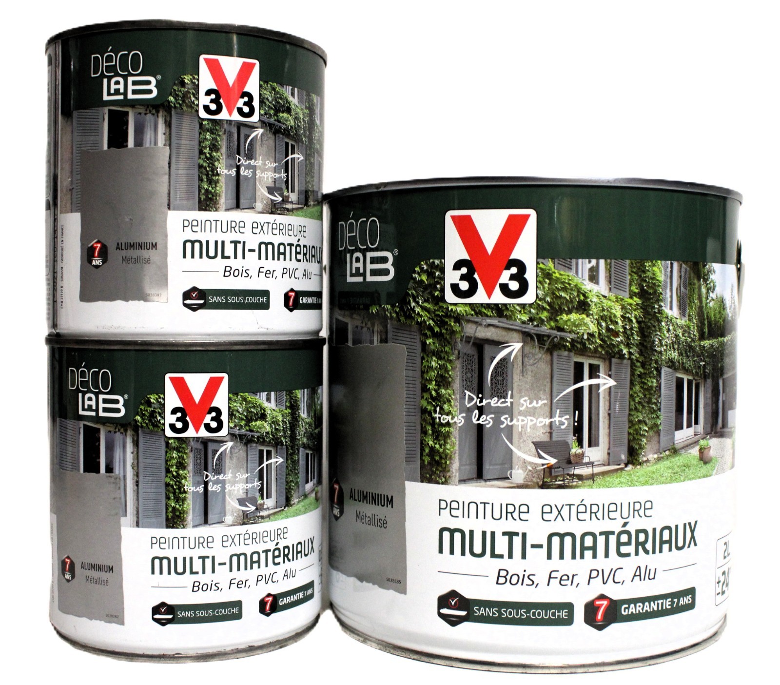 Peinture V33 Multi-Matériaux haute résistance aspect aluminium métallisé pour métal et PVC