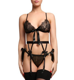 Dita Von Teese Von Follies Fantacist Unlined Tie Front Bralette black XL NEW