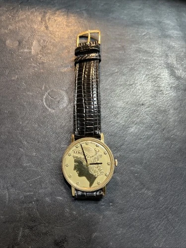 Vintage Jean Marc  / Desta Movement Liberty Head Coin 17j Swiss 33mm Watch WORKS