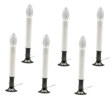  Electric Window Candle Lamps with Pewter Plated Base & Dusk-to-Dawn Sensor | 