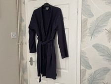 Luxury Navy Waffle Knee Length Tie Belt Dressing Gown Size 12-14 (M) GC